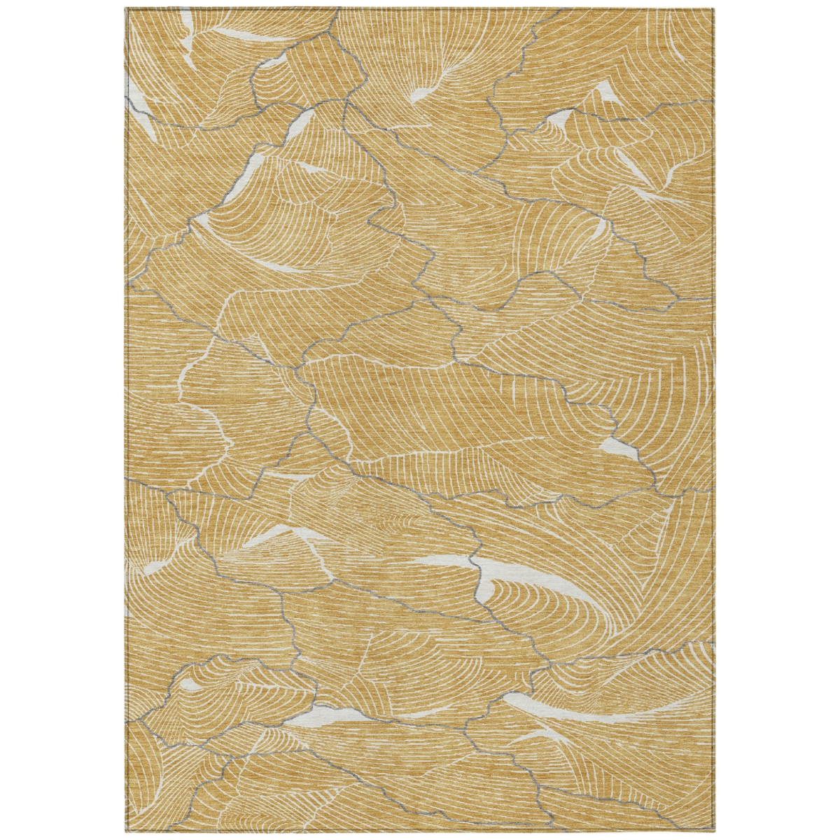 601059 8 x 10 ft. Gold Charcoal & Ivory Abstract Washable Indoor & Outdoor Rectangle Area Rug