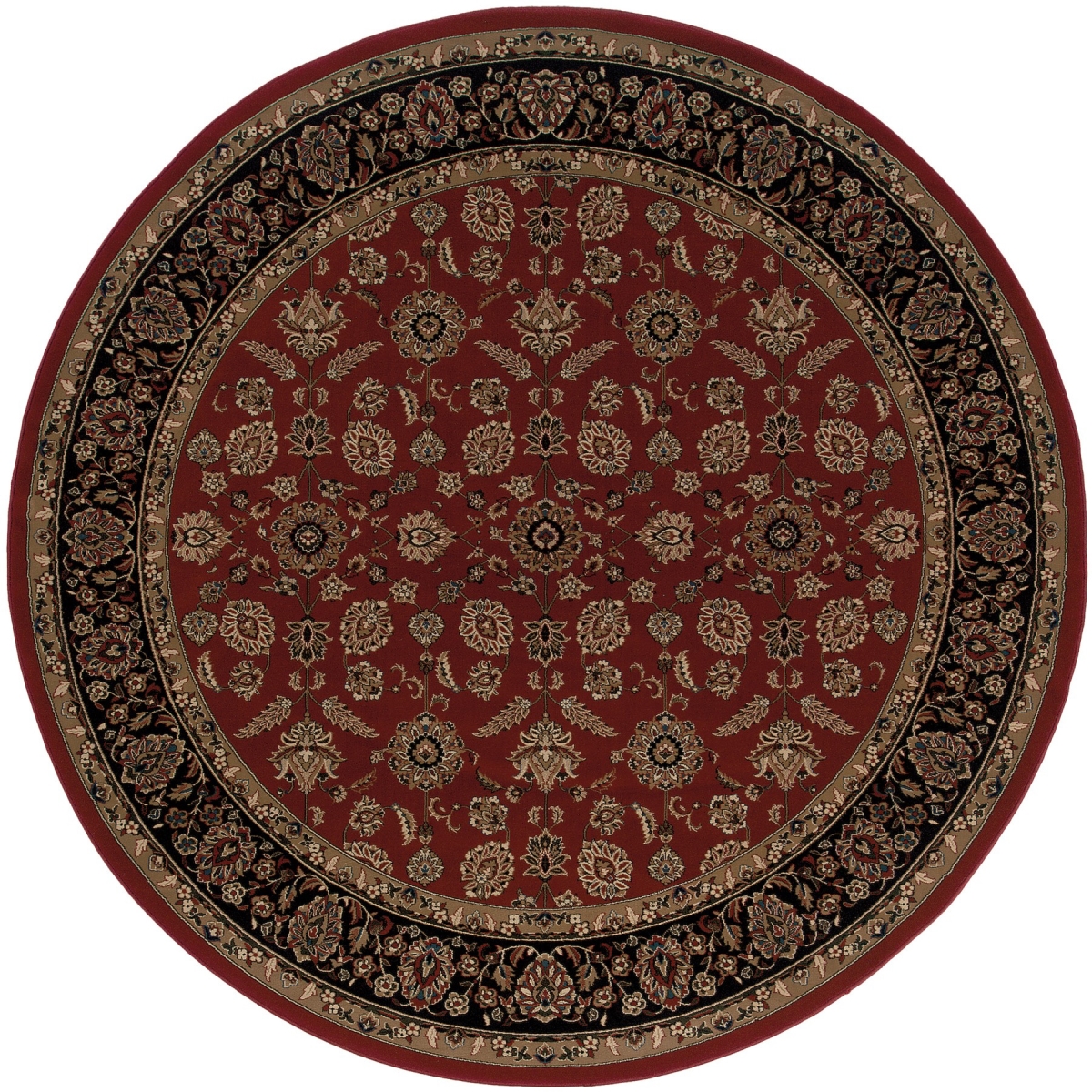 574168 8 ft. Red & Black Oriental Round Traditional Rug