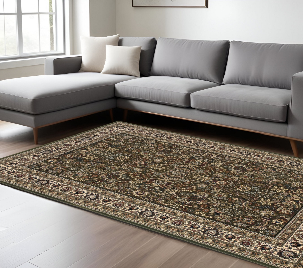 574335 10 x 13 ft. Oriental Area Rug - Green & Ivory