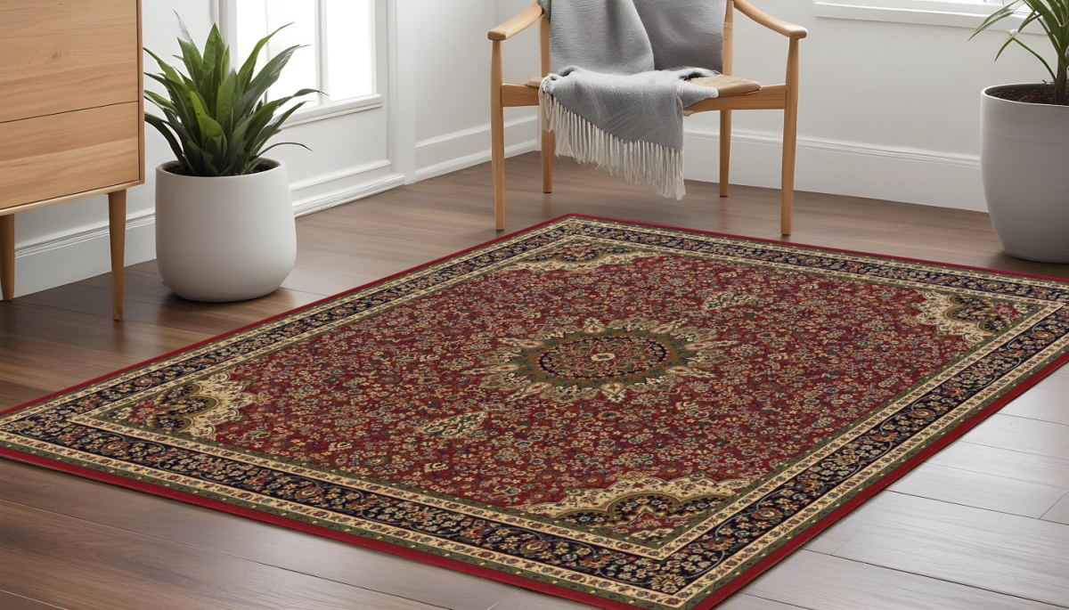 574139 8 ft. Oriental Square Rug - Red & Blue