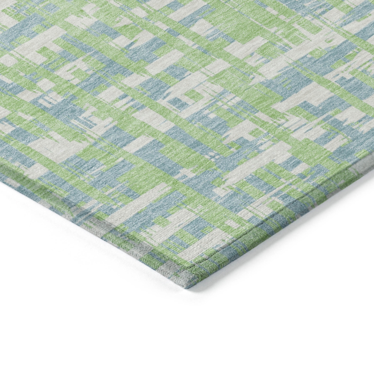 602570 5 x 8 ft. Mint Green, Blue & Beige Abstract Washable Indoor & Outdoor Rectangle Area Rug
