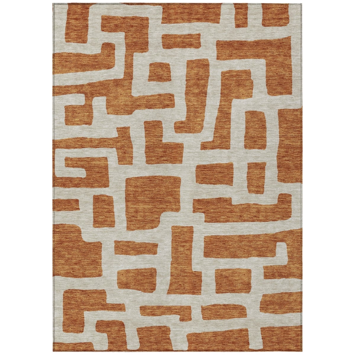 593913 10 x 14 ft. Terra Cotta & Gray Abstract Washable Indoor & Outdoor Rectangle Area Rug