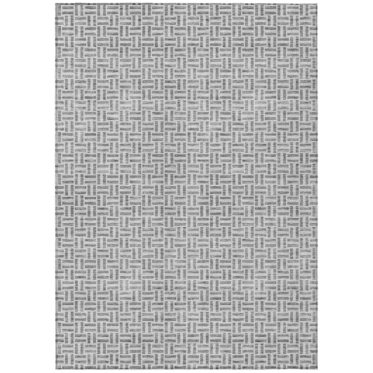 Gray & Silver Geometric Area Rug - 3 x 5 ft - Washable - Indoor/Outdoor