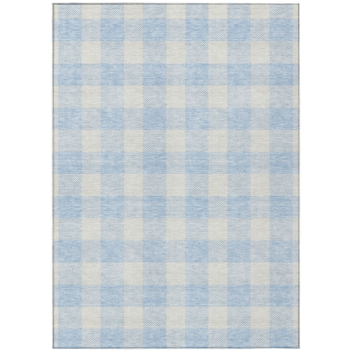 595434 5 x 8 ft. Sky Blue & Gray Plaid Washable Indoor & Outdoor Rectangle Area Rug