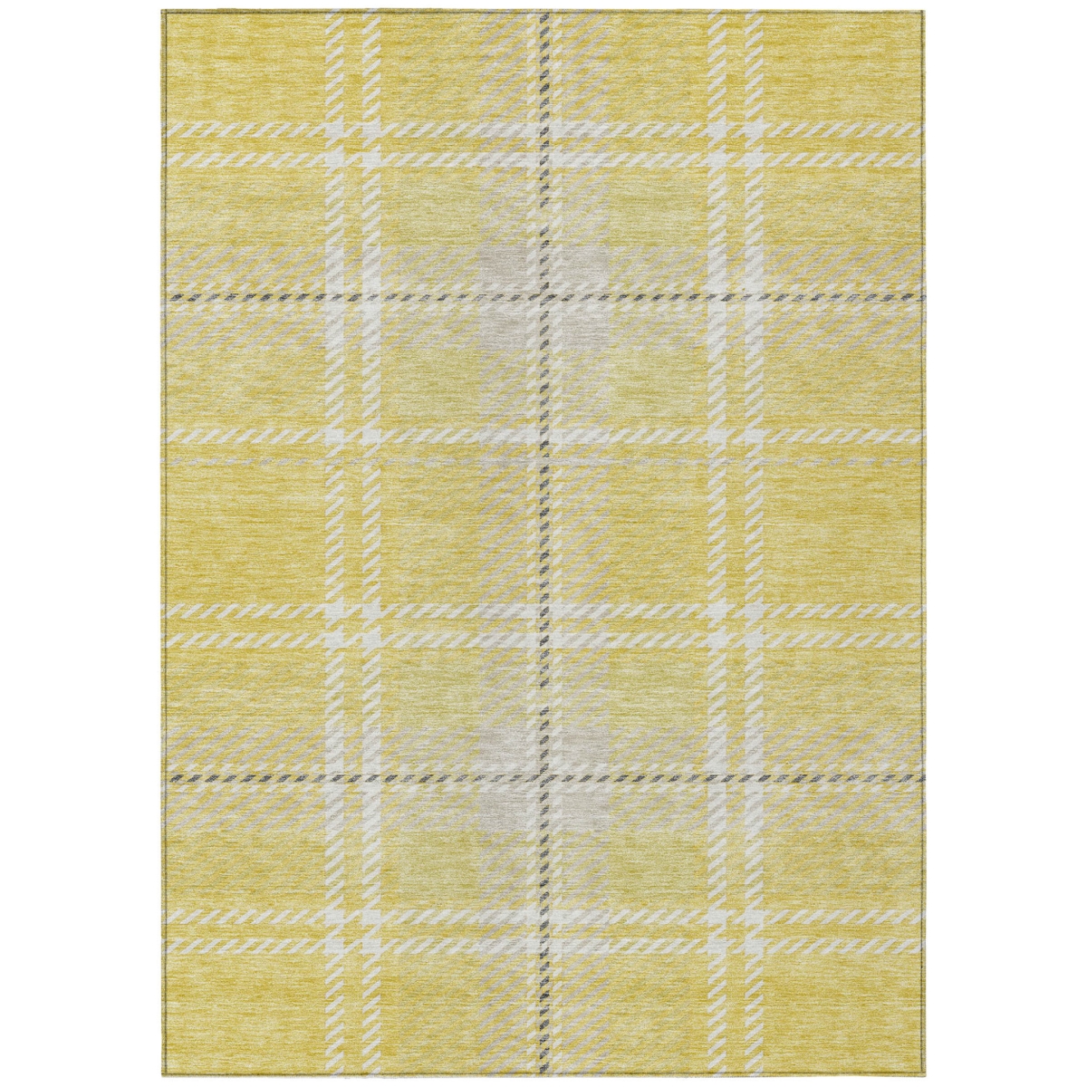 596372 8 x 10 ft. Yellow, Black & Ivory Plaid Washable Indoor & Outdoor Rectangle Area Rug