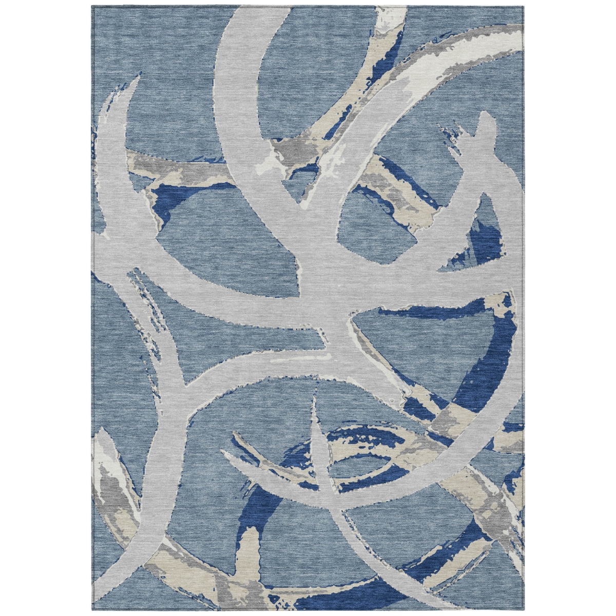 599124 3 x 5 ft. Gray Abstract Washable Indoor & Outdoor Rectangle Area Rug