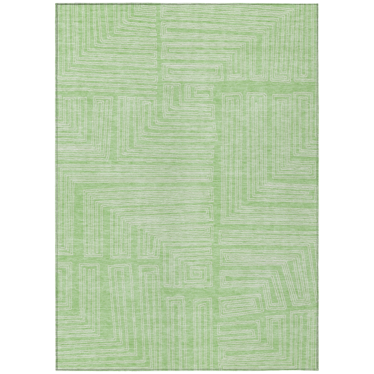 600838 9 x 12 ft. Mint Green & Ivory Geometric Washable Indoor & Outdoor Rectangle Area Rug
