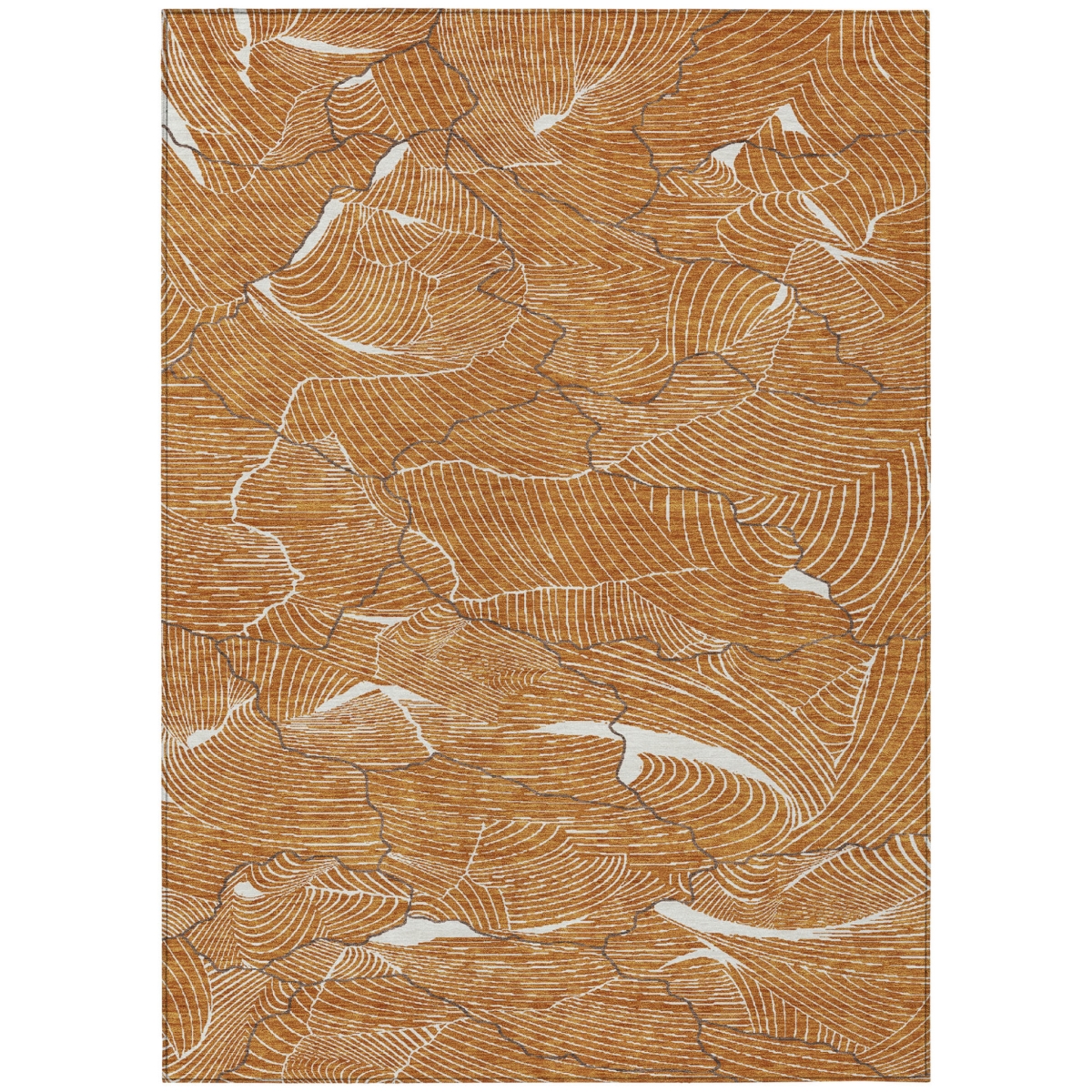 601087 5 x 8 ft. Copper, Brown & Ivory Abstract Washable Indoor & Outdoor Rectangle Area Rug