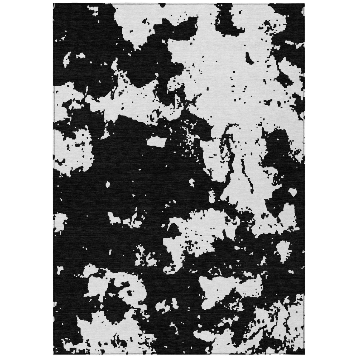 593324 3 x 5 ft. Black & Ivory Abstract Washable Indoor & Outdoor Rectangle Area Rug