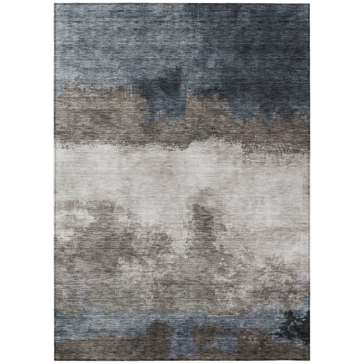 603028 10 x 14 ft. Gray, Black & Brown Abstract Washable Indoor & Outdoor Rectangle Area Rug