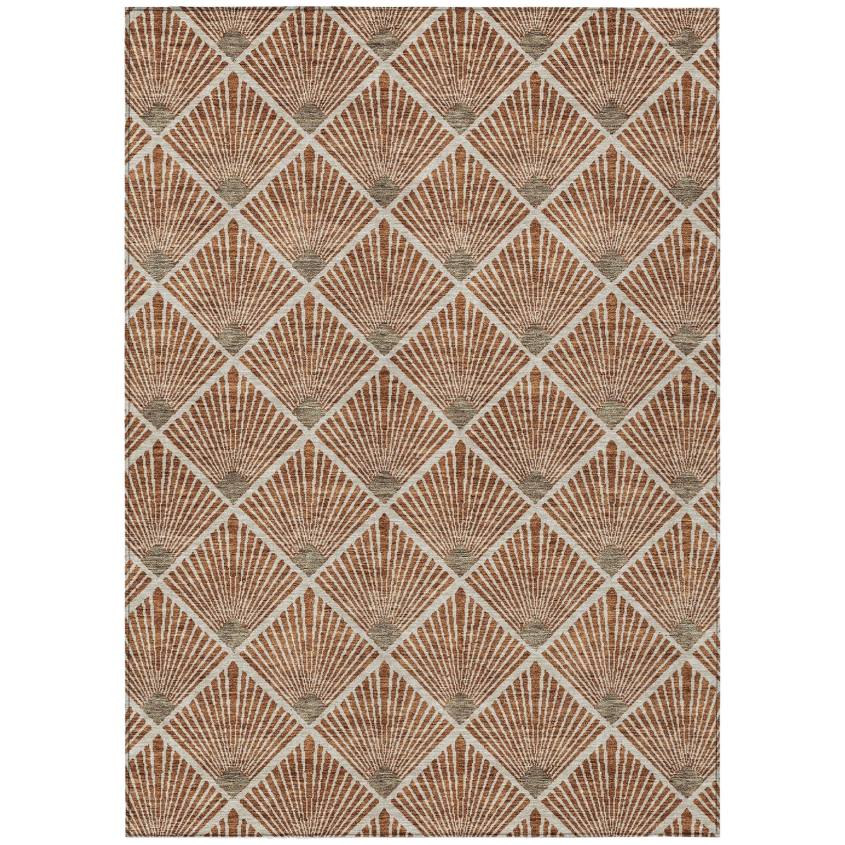 594742 10 x 14 ft. Brown, Copper & Beige Geometric Washable Indoor & Outdoor Rectangle Area Rug