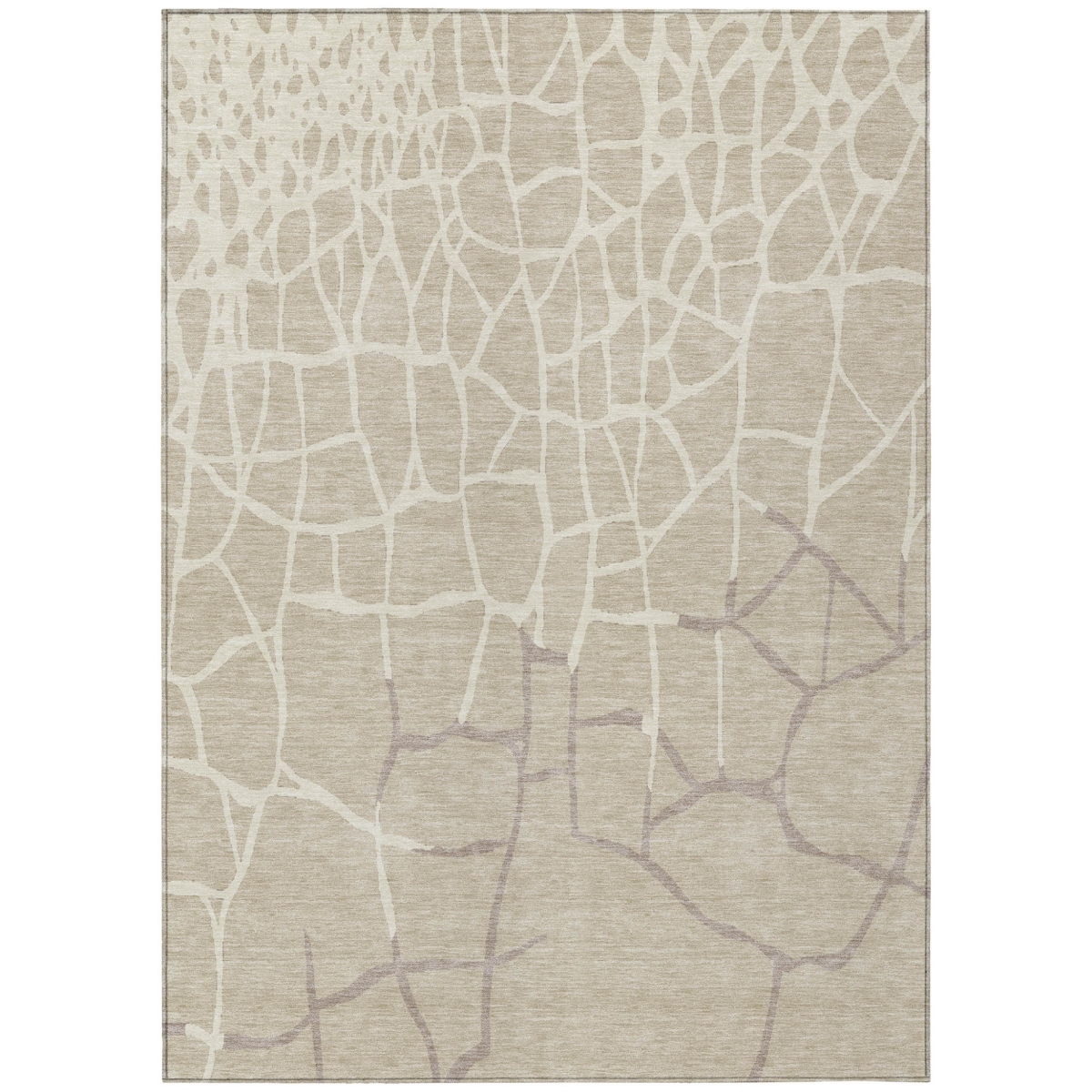 601099 5 x 8 ft. Beige & Tan Abstract Washable Indoor & Outdoor Rectangle Area Rug