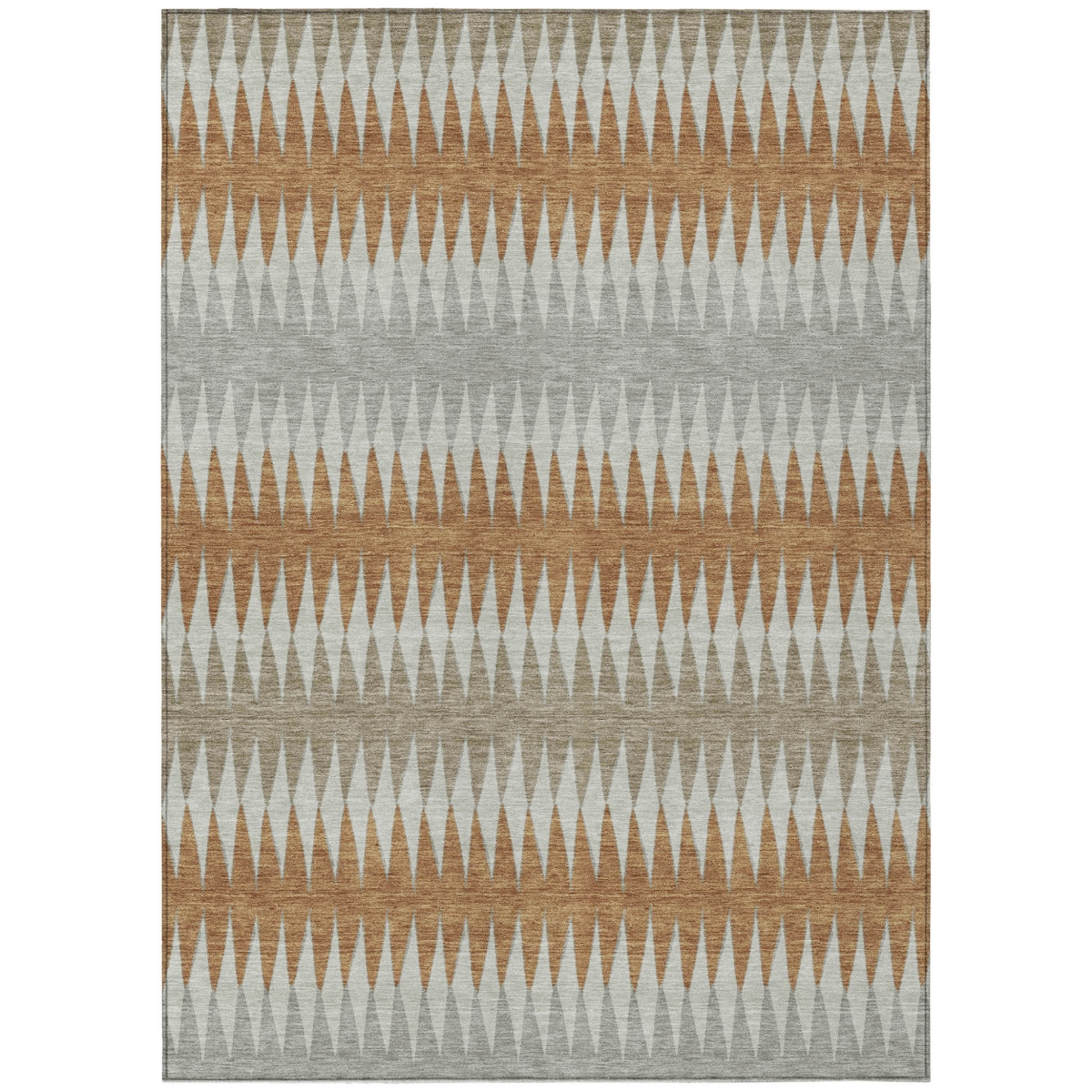 Striped Washable Area Rug - Orange Gray & Beige - 3 x 5 ft - UV Resistant
