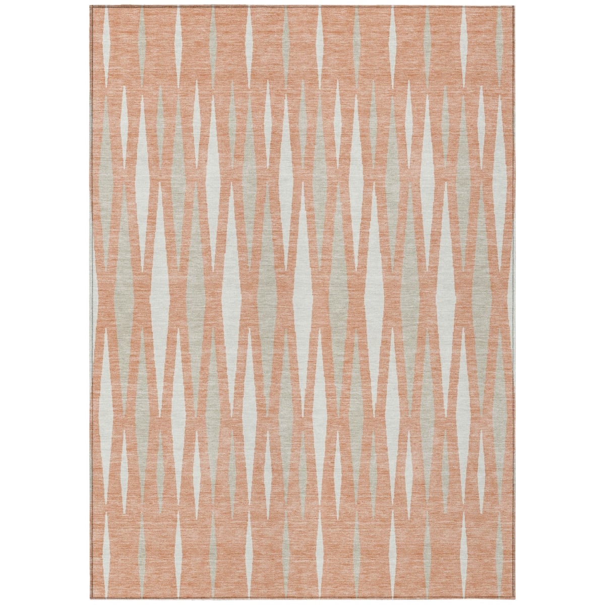 591908 10 x 14 ft. Salmon, Gray & Ivory Geometric Washable Indoor & Outdoor Rectangle Area Rug