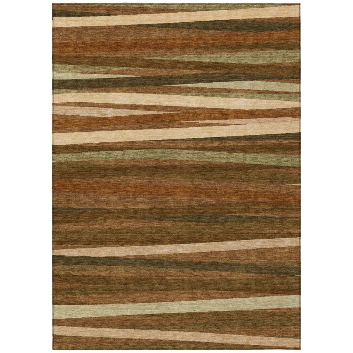 597360 10 x 14 ft. Brown, Copper & Beige Striped Washable Indoor & Outdoor Rectangle Area Rug