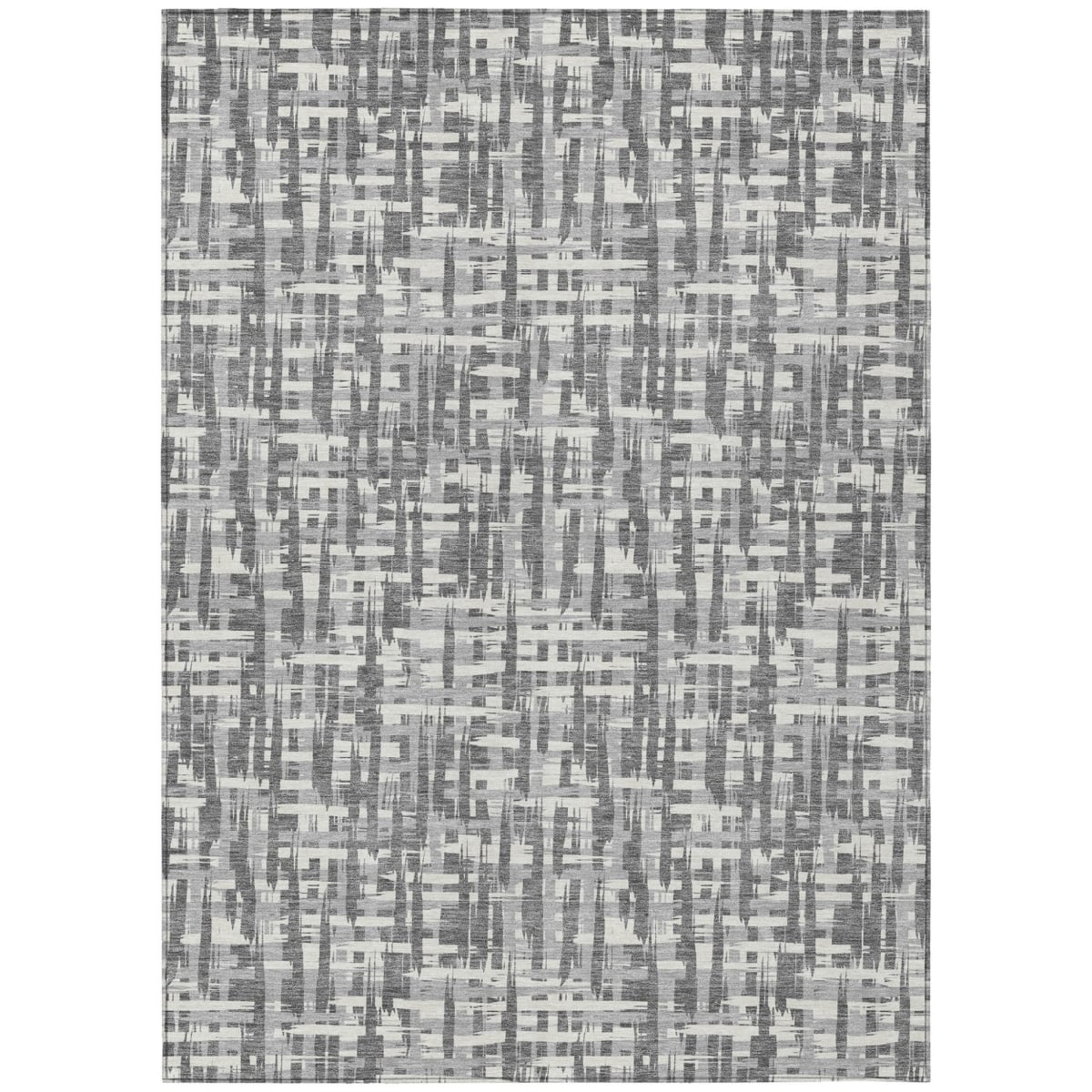 602503 3 x 5 ft. Gray & Charcoal Abstract Washable Indoor & Outdoor Rectangle Area Rug