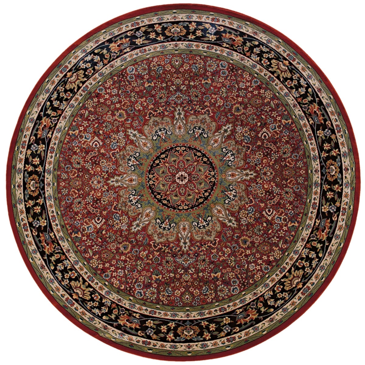 574137 6 ft. Red & Blue Oriental Round Traditional Rug