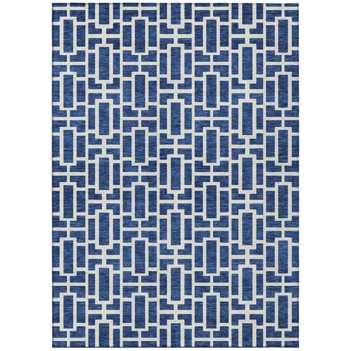 594857 3 x 5 ft. Navy Blue & Ivory Geometric Washable Indoor & Outdoor Rectangle Area Rug
