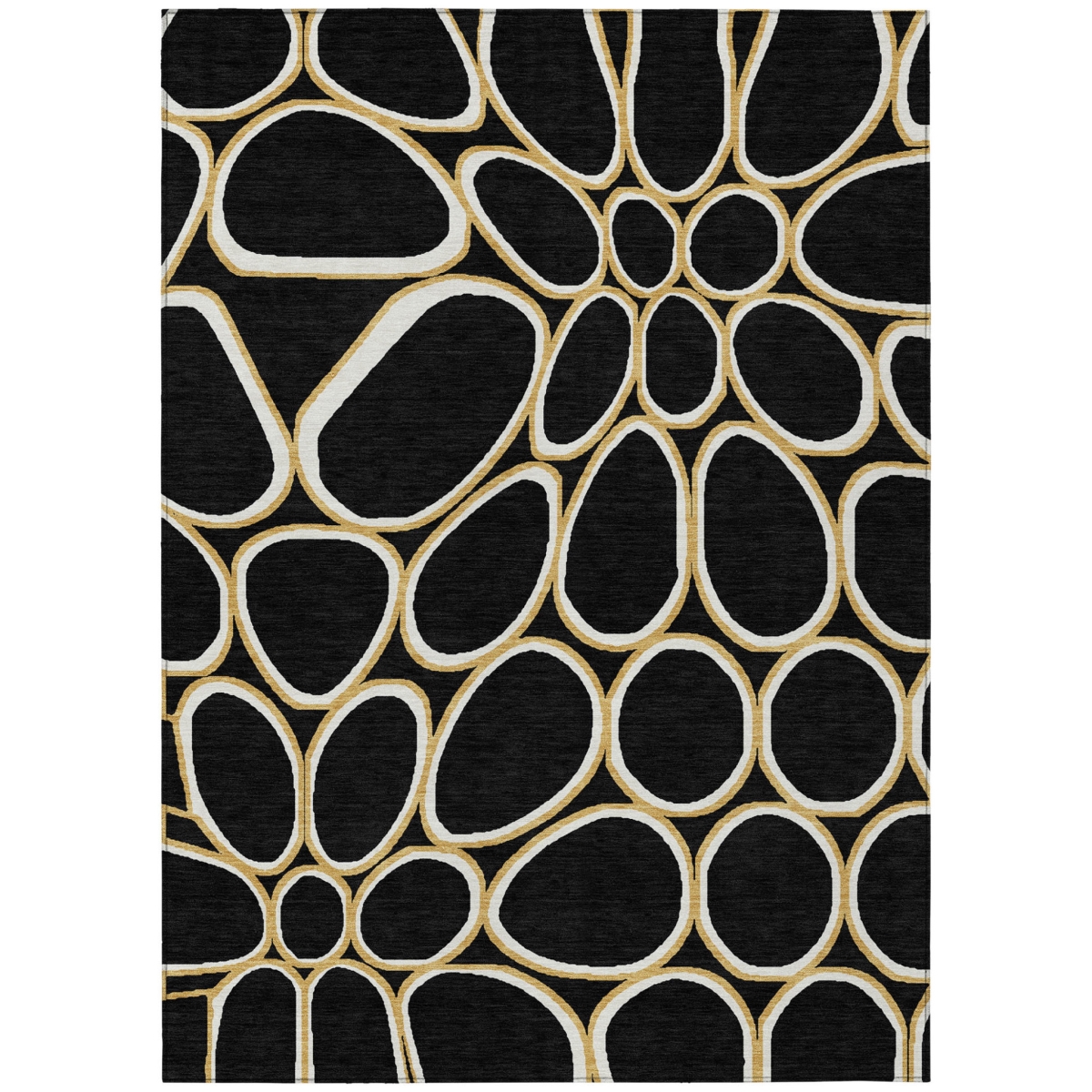 600520 9 x 12 ft. Black, Ivory & Beige Abstract Washable Indoor & Outdoor Rectangle Area Rug