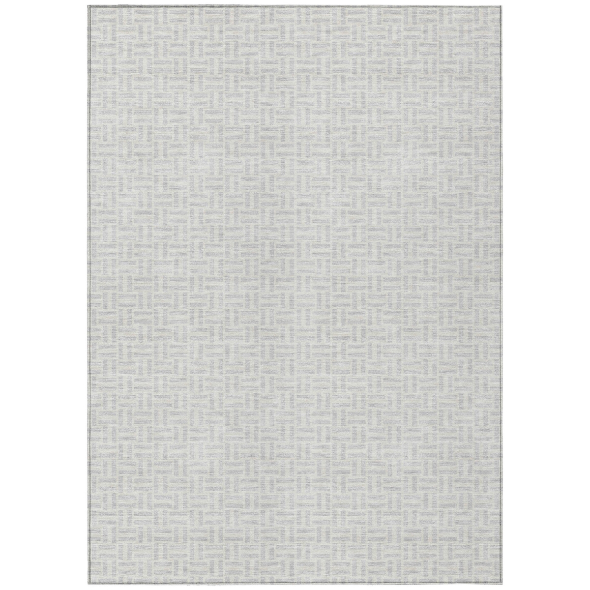 594503 3 x 5 ft. Silver & Gray Geometric Washable Indoor & Outdoor Rectangle Area Rug