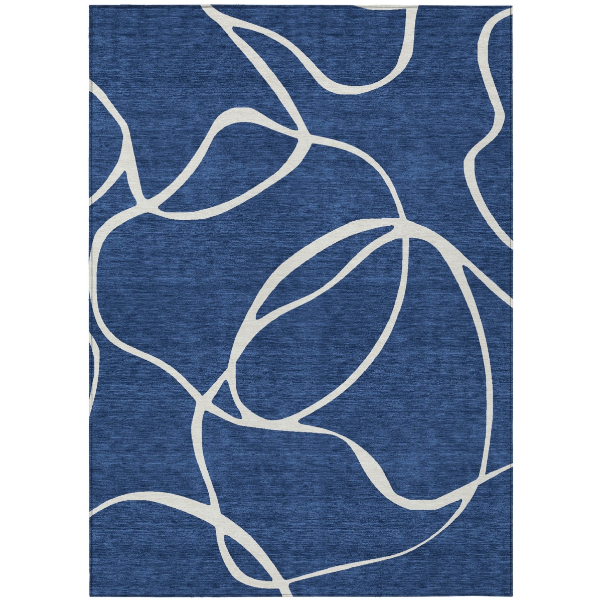 597493 3 x 5 ft. Navy Blue & Ivory Abstract Washable Indoor & Outdoor Rectangle Area Rug