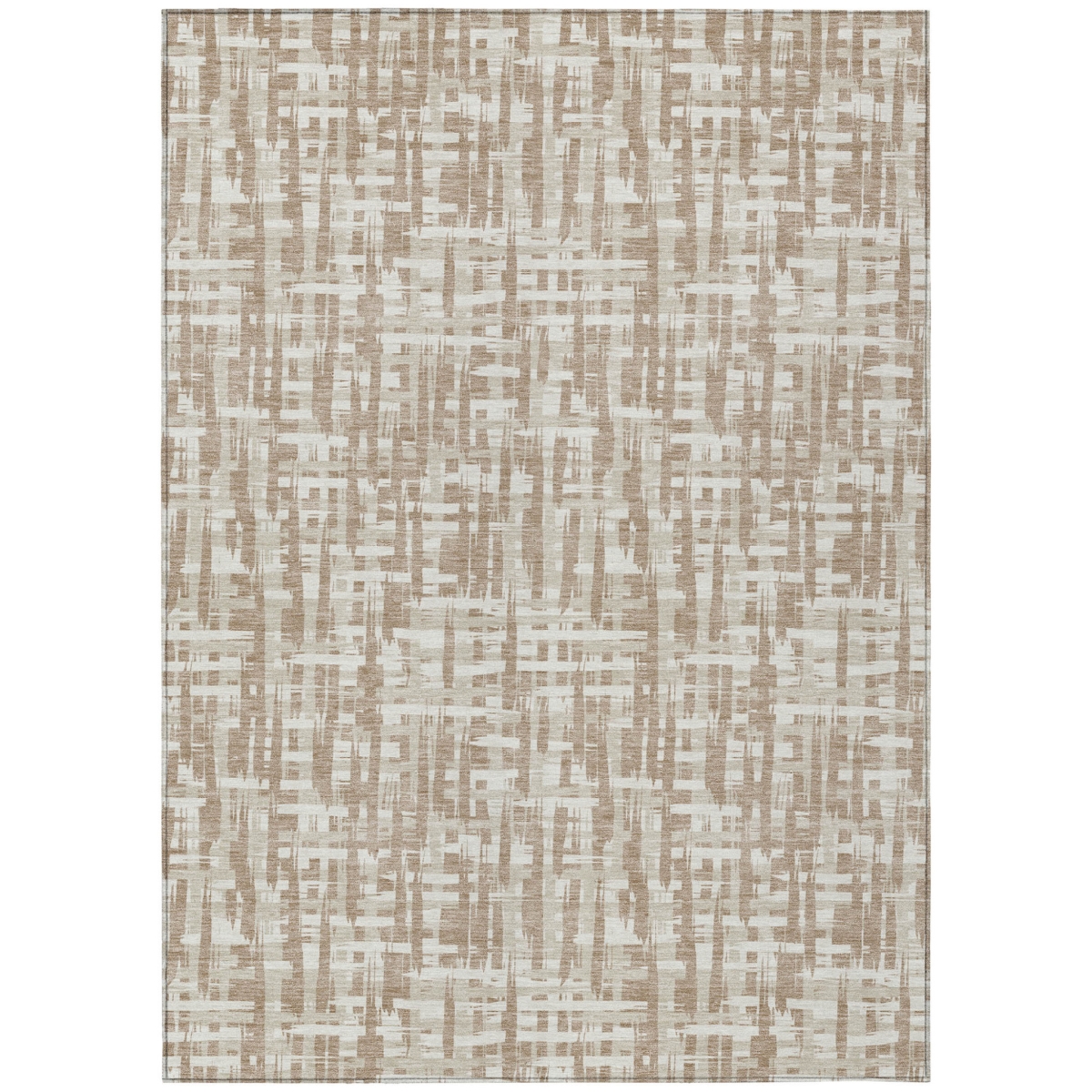 602521 3 x 5 ft. Tan & Beige Abstract Washable Indoor & Outdoor Rectangle Area Rug