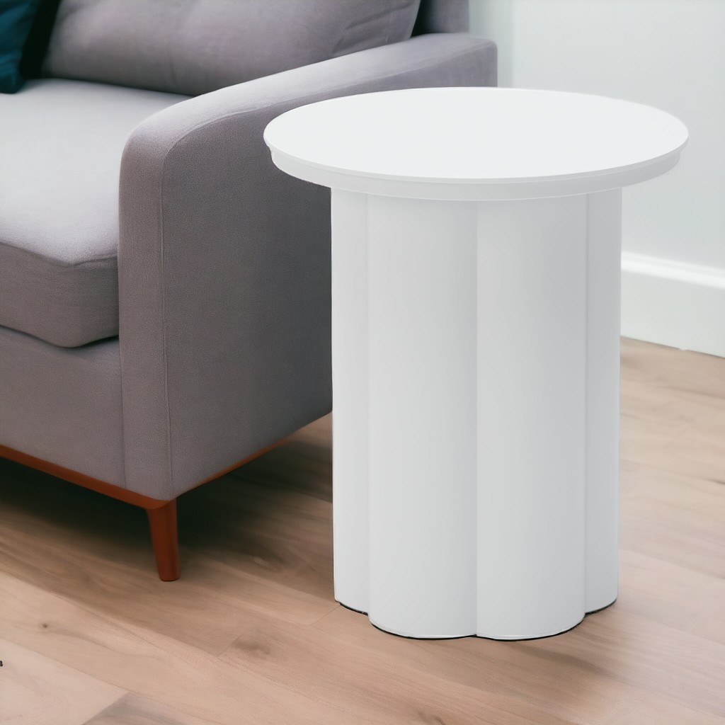 556552 19 in. White Aluminum Round Pedestal End Table