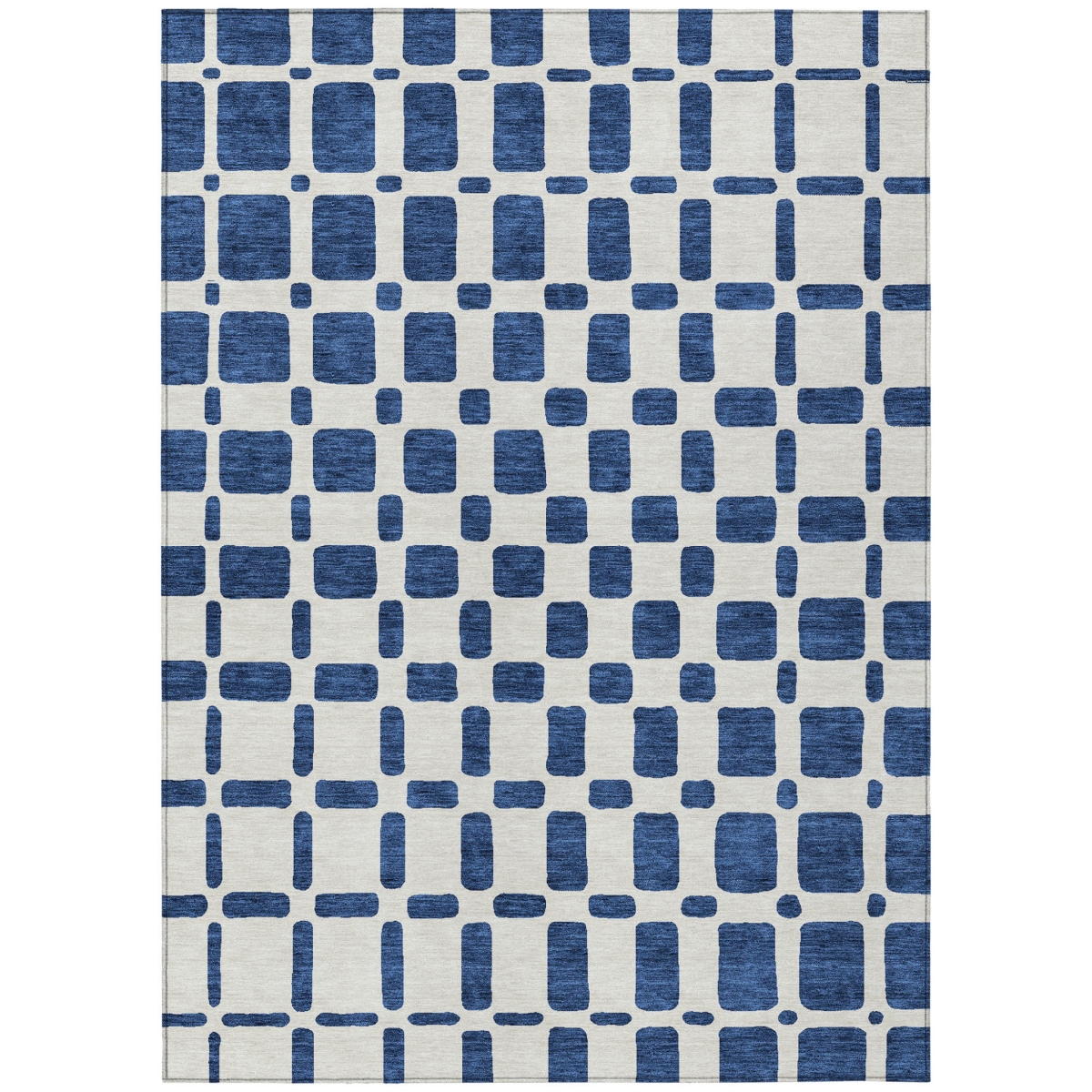 591127 9 x 12 ft. Navy Blue & Ivory Geometric Washable Indoor & Outdoor Rectangle Area Rug