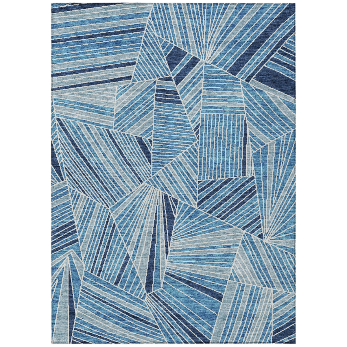 594767 3 x 5 ft. Blue & Teal Blue Geometric Washable Indoor & Outdoor Rectangle Area Rug