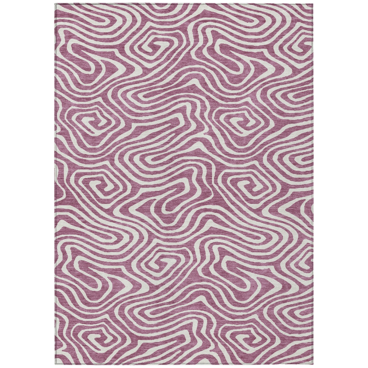 599005 5 x 8 ft. Plum & Ivory Abstract Washable Indoor & Outdoor Rectangle Area Rug