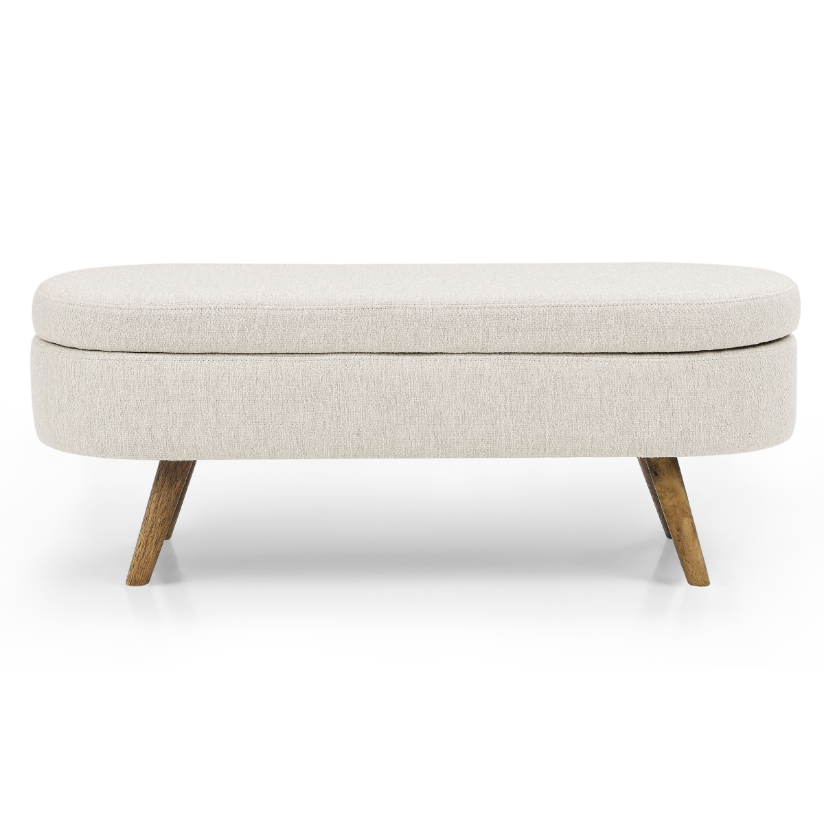 Picture of HomeRoots 555443 44 in. Beige & Brown Linen Upholstered Storage Bench with Flip Top