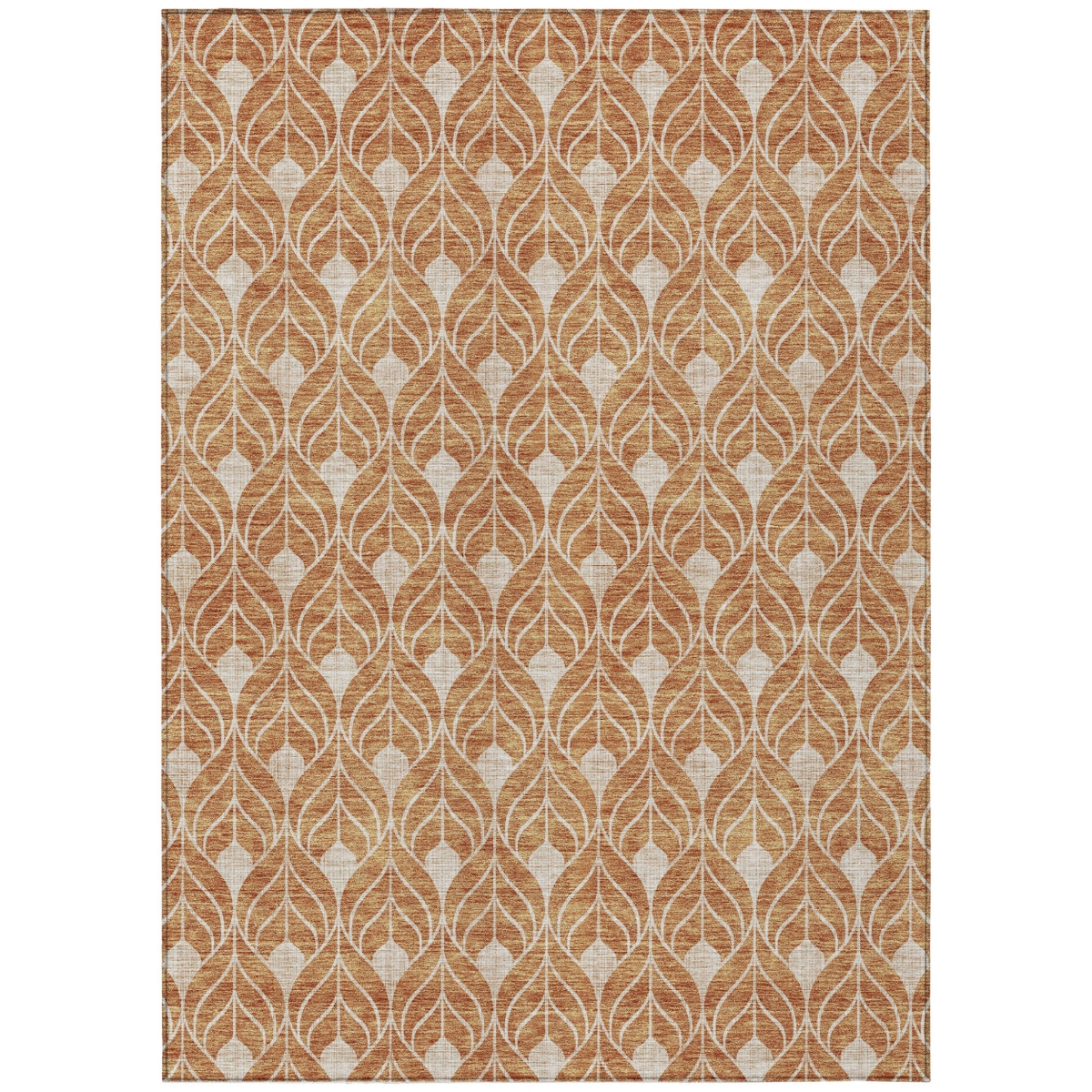596015 3 x 5 ft. Copper & Beige Geometric Washable Indoor & Outdoor Rectangle Area Rug