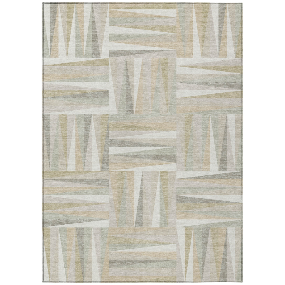 598271 8 x 10 ft. Ivory, Beige & Gray Geometric Washable Indoor & Outdoor Rectangle Area Rug