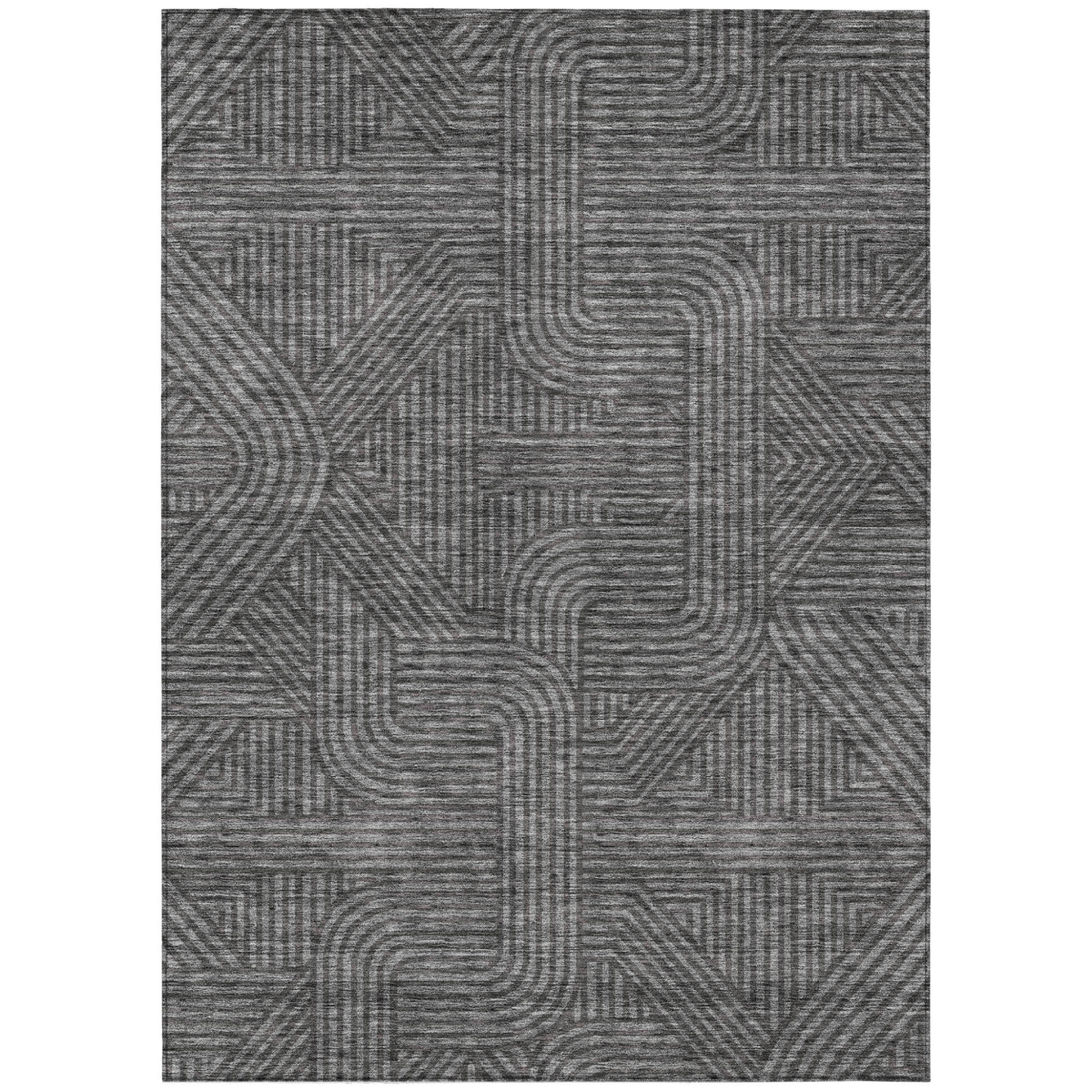 594924 5 x 8 ft. Charcoal & Gray Abstract Washable Indoor & Outdoor Rectangle Area Rug