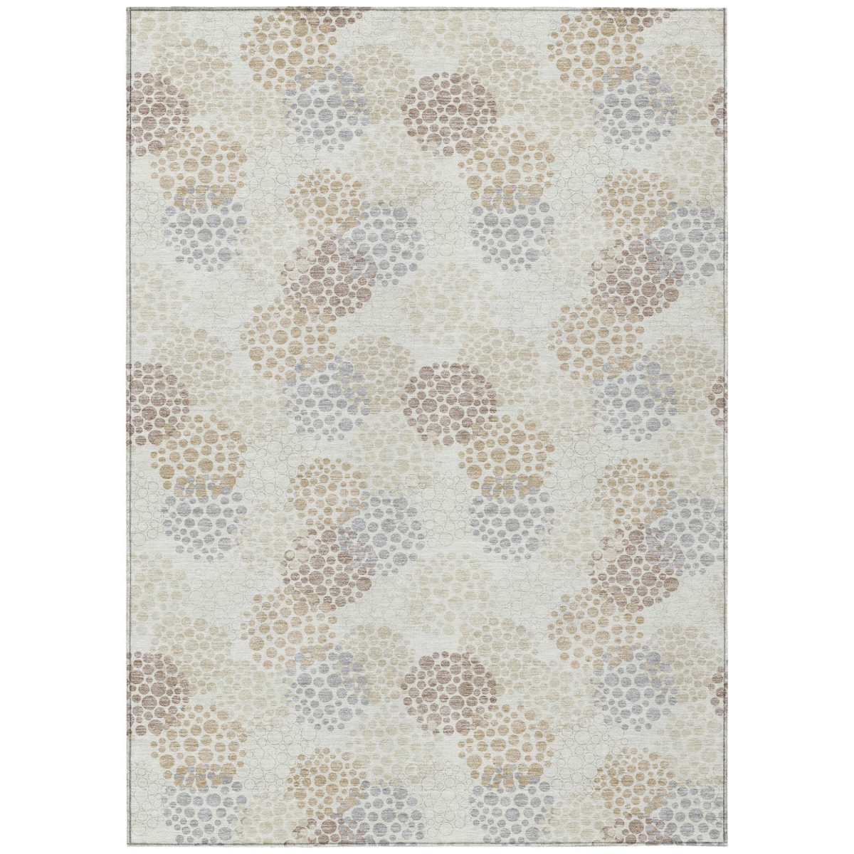594256 3 x 5 ft. Ivory, Brown & Gray Polka Dot Washable Indoor & Outdoor Rectangle Area Rug