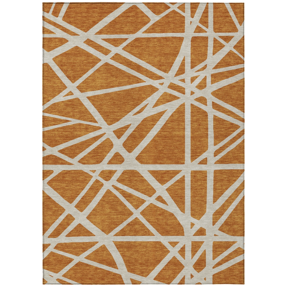 600433 5 x 8 ft. Copper & Beige Geometric Washable Indoor & Outdoor Rectangle Area Rug