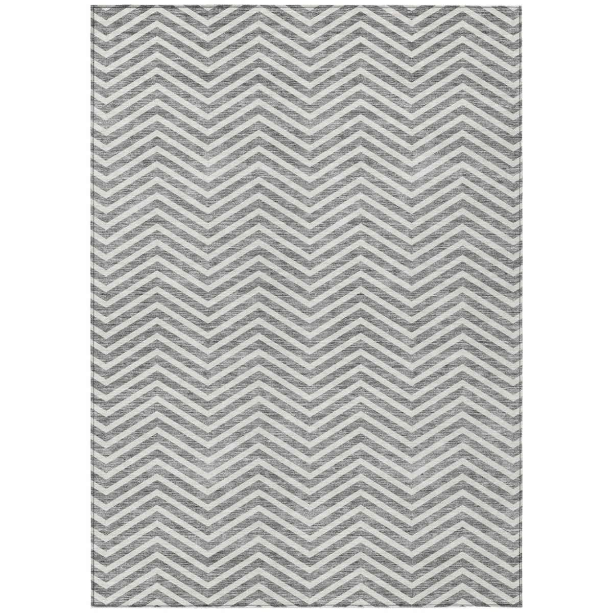 596271 9 x 12 ft. Gray & Ivory Chevron Washable Indoor & Outdoor Rectangle Area Rug