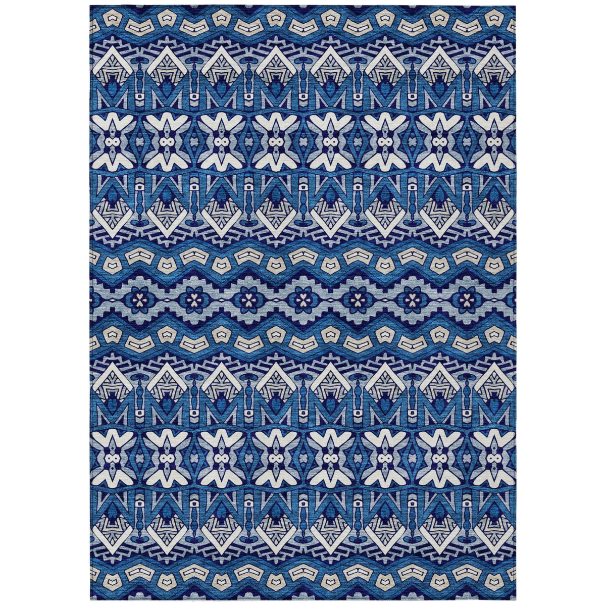 594337 8 x 10 ft. Navy Blue & Ivory Moroccan Washable Indoor & Outdoor Rectangle Area Rug