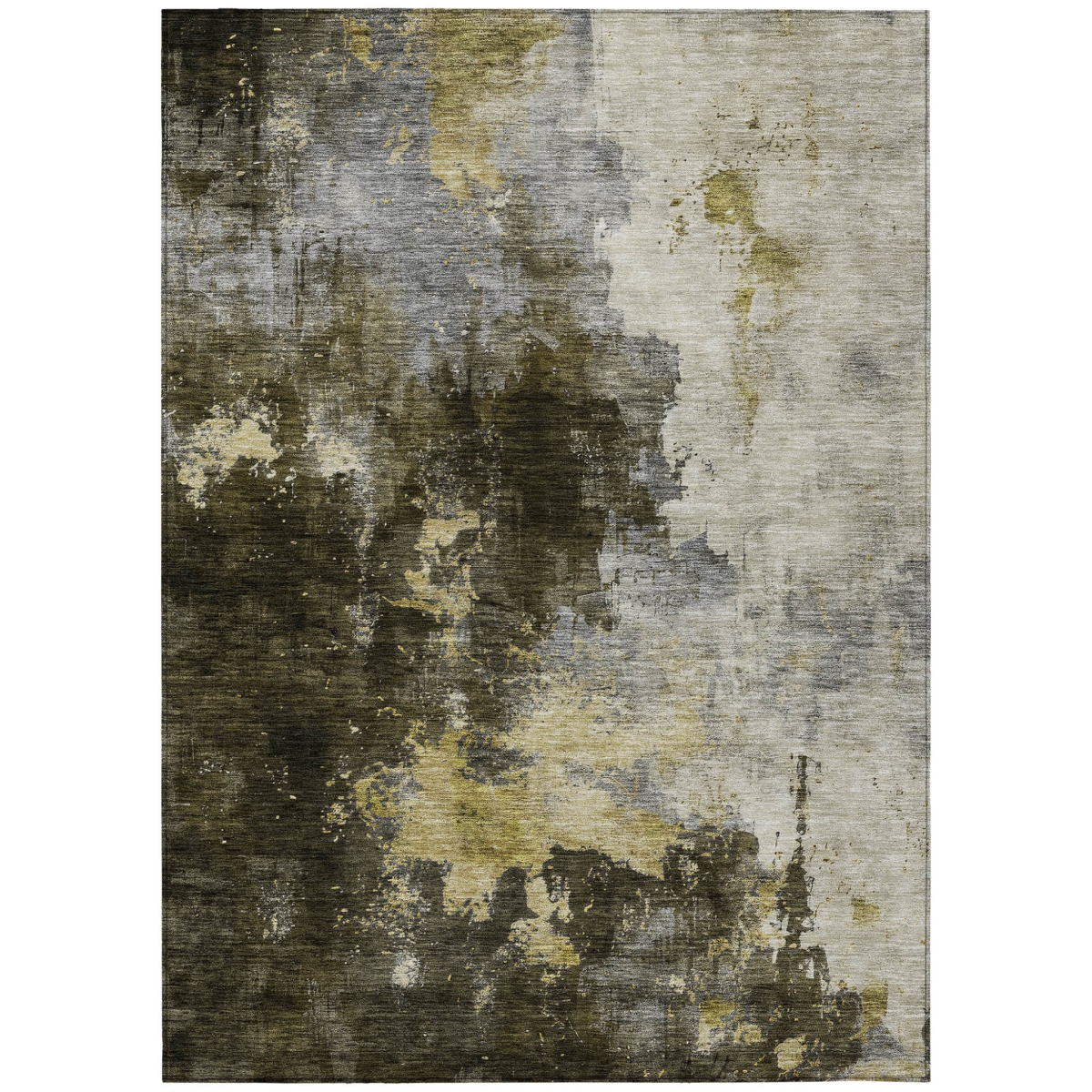 603045 9 x 12 ft. Brown Light Gray & Black Abstract Washable Indoor & Outdoor Rectangle Area Rug