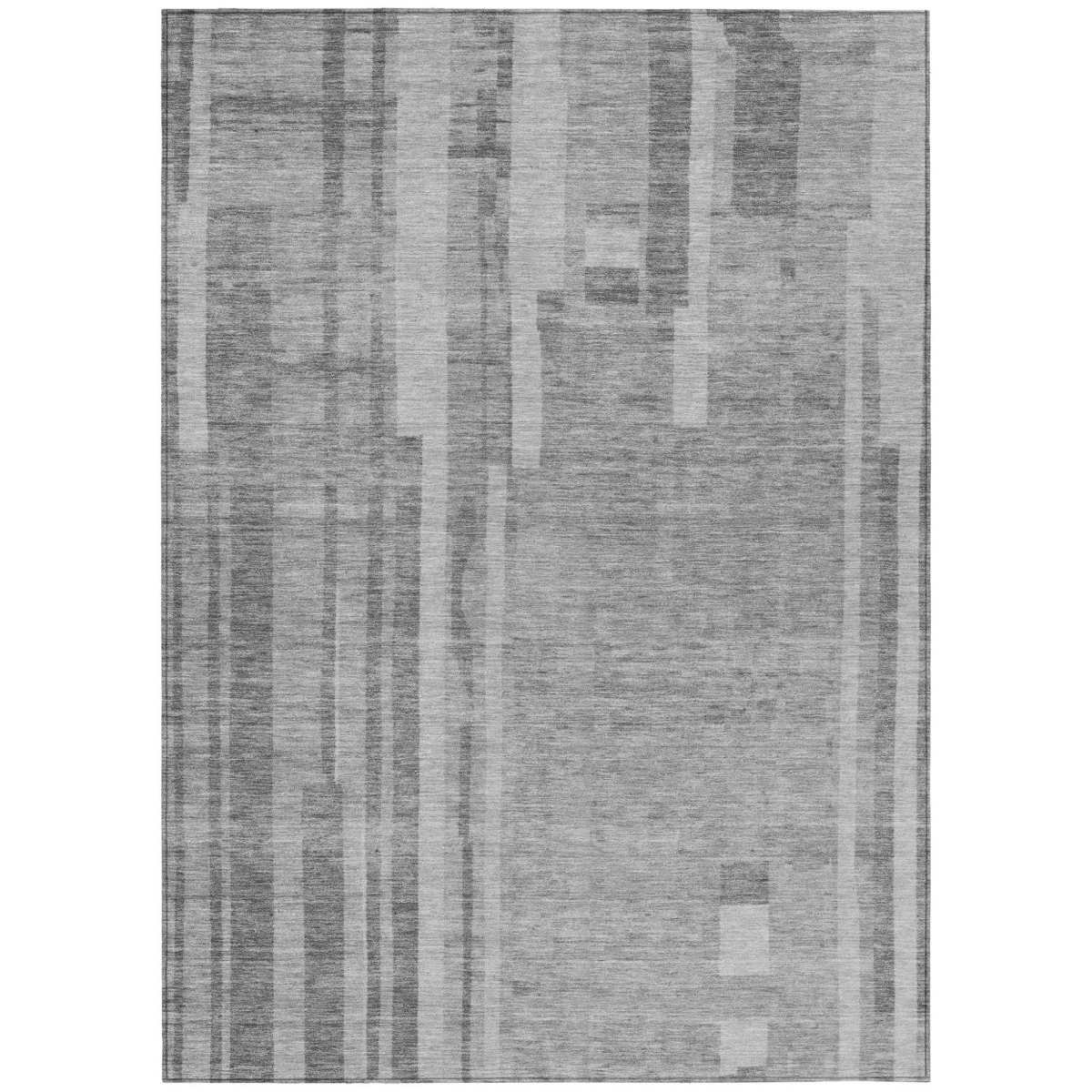 602785 3 x 5 ft. Gray & Silver Striped Washable Indoor & Outdoor Rectangle Area Rug