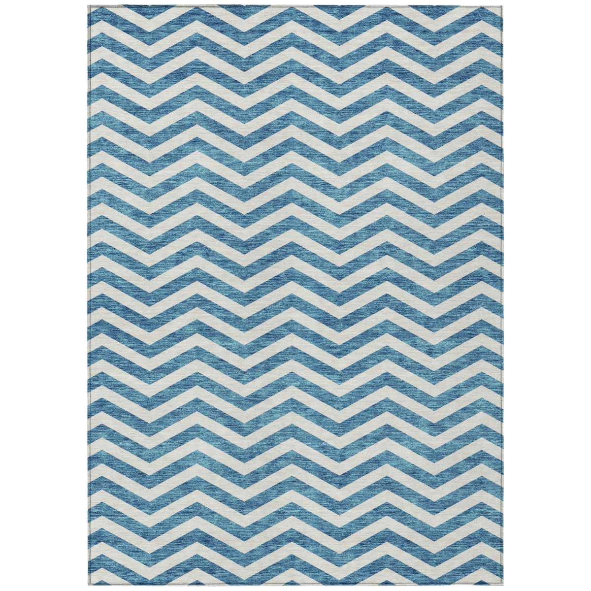 595355 3 x 5 ft. Teal Blue & Ivory Chevron Washable Indoor & Outdoor Rectangle Area Rug