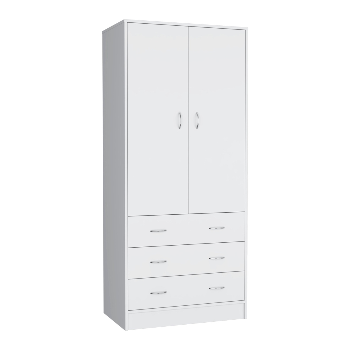 552274 71 in. White Two Door Three Drawer Combo Dresser