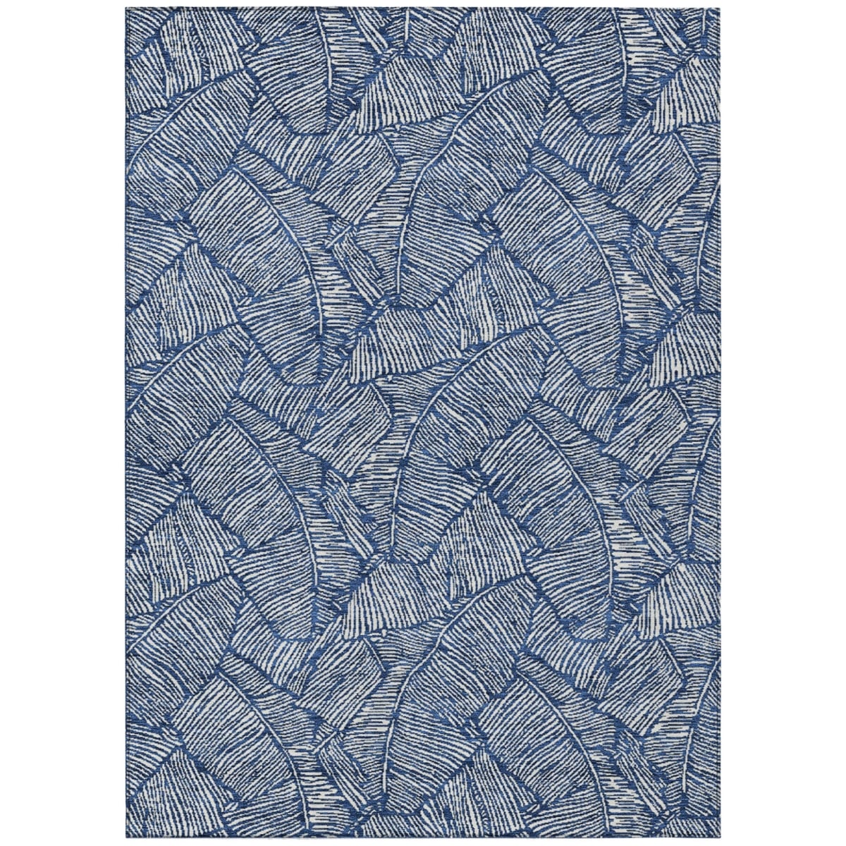 594645 9 x 12 ft. Navy Blue & Ivory Floral Washable Indoor & Outdoor Rectangle Area Rug