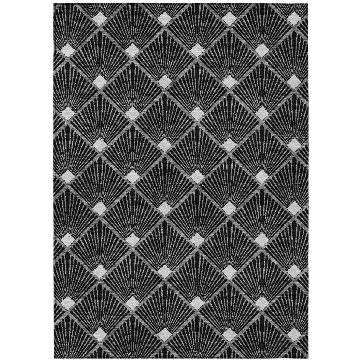 594687 9 x 12 ft. Black, Gray & Ivory Geometric Washable Indoor & Outdoor Rectangle Area Rug