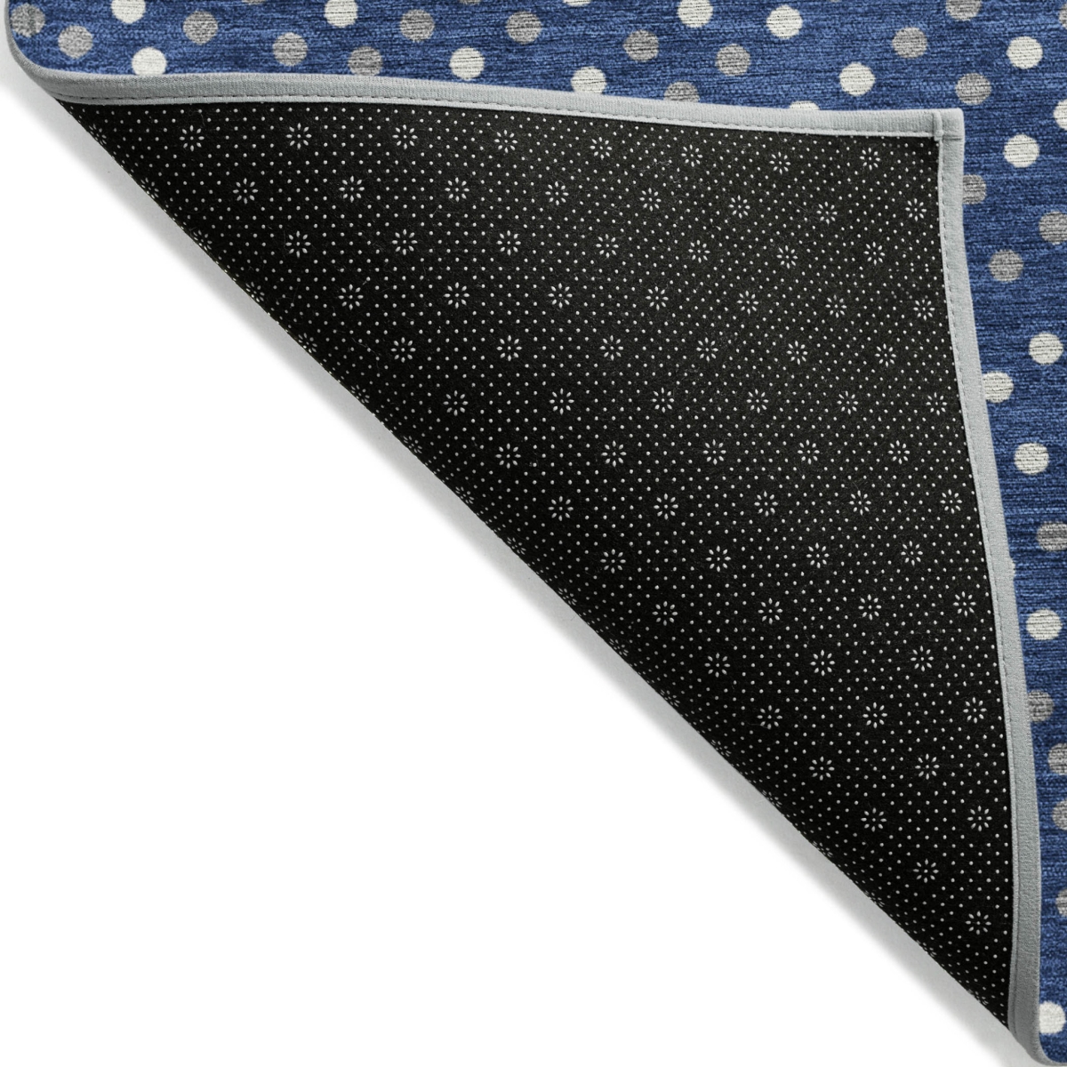 599059 5 x 8 ft. Navy Blue, Gray & Ivory Polka Dot Washable Indoor & Outdoor Rectangle Area Rug