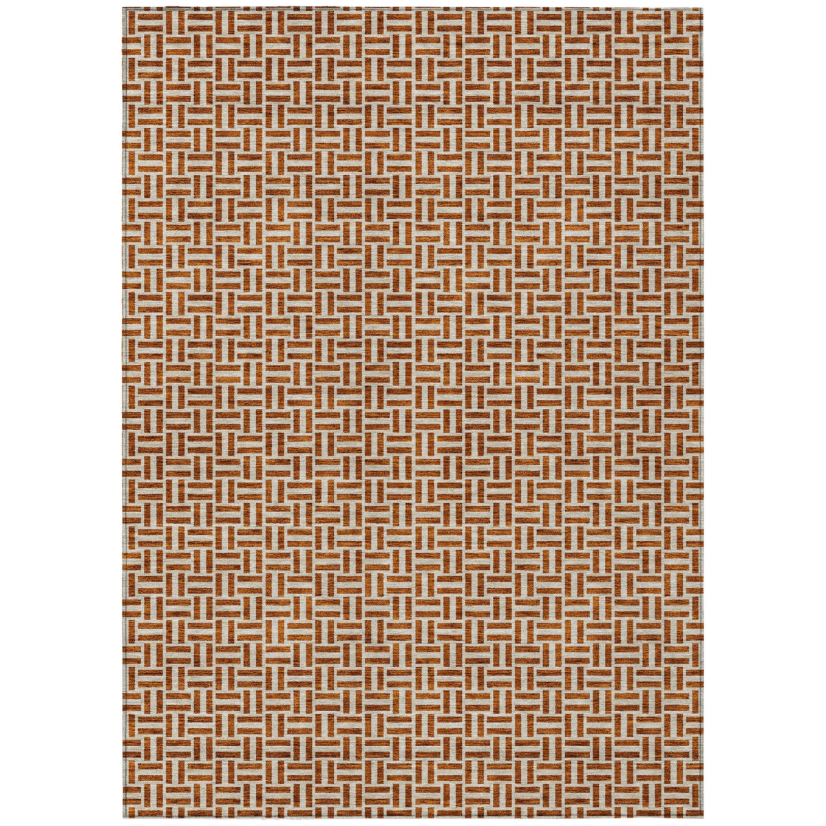594502 10 x 14 ft. Copper & Beige Geometric Washable Indoor & Outdoor Rectangle Area Rug
