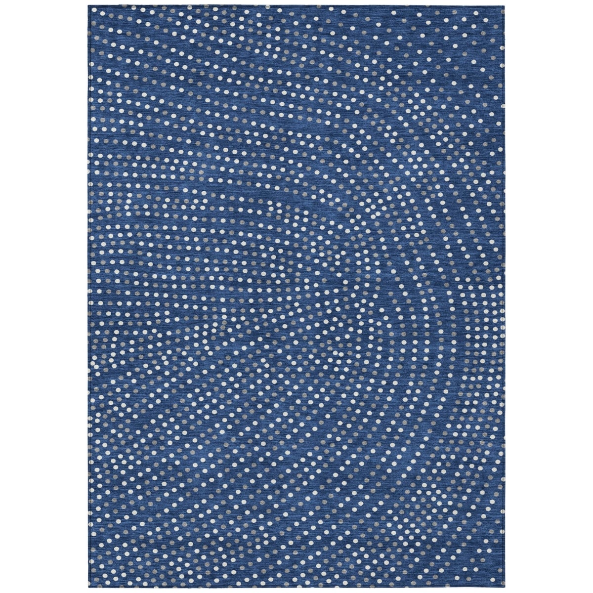599061 8 x 10 ft. Navy Blue, Gray & Ivory Polka Dot Washable Indoor & Outdoor Rectangle Area Rug