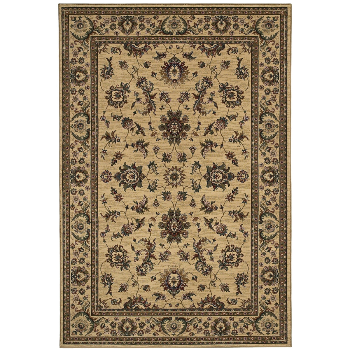574178 8 ft. Ivory & Green Oriental Square Traditional Rug