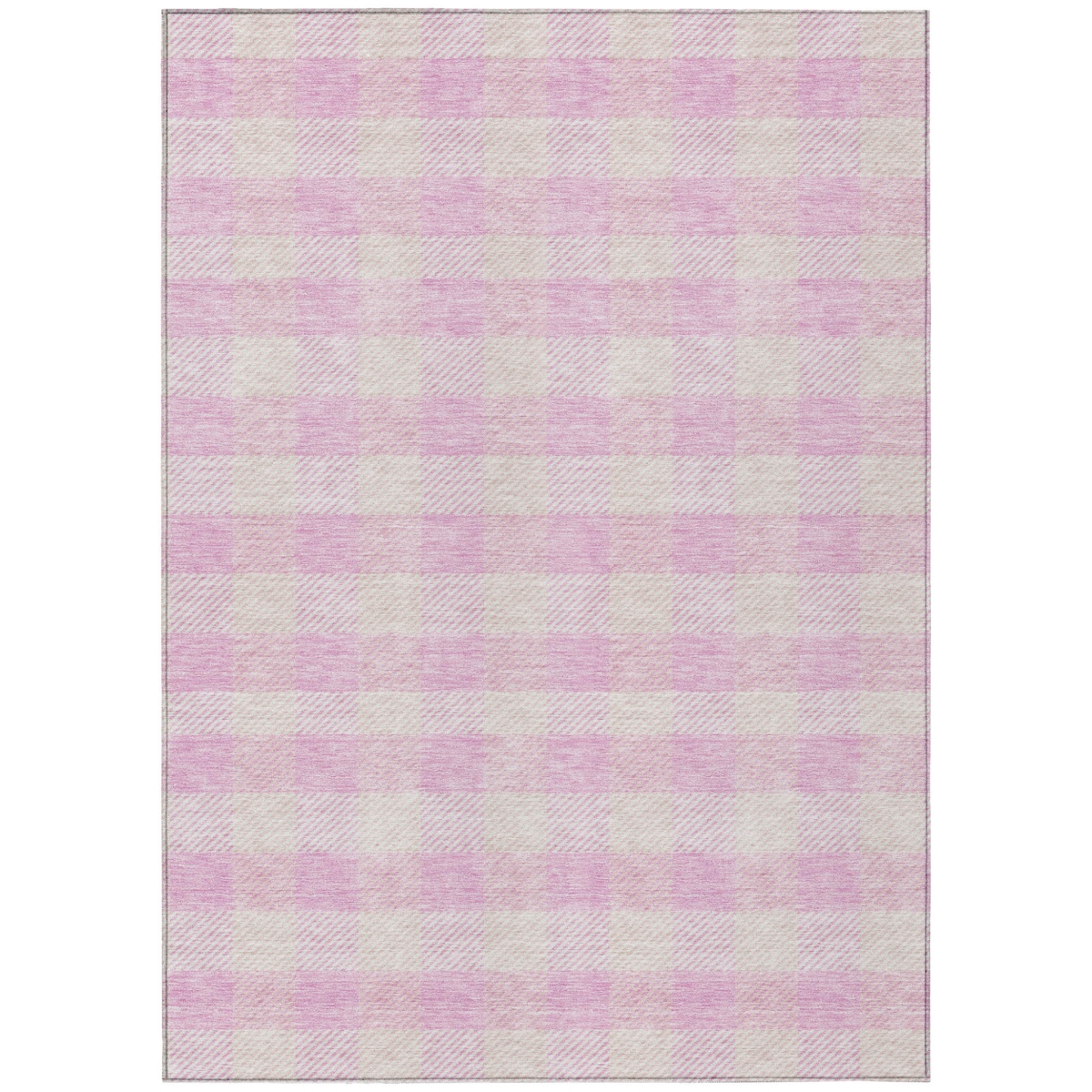 595510 10 x 14 ft. Pink & Gray Plaid Washable Indoor & Outdoor Rectangle Area Rug