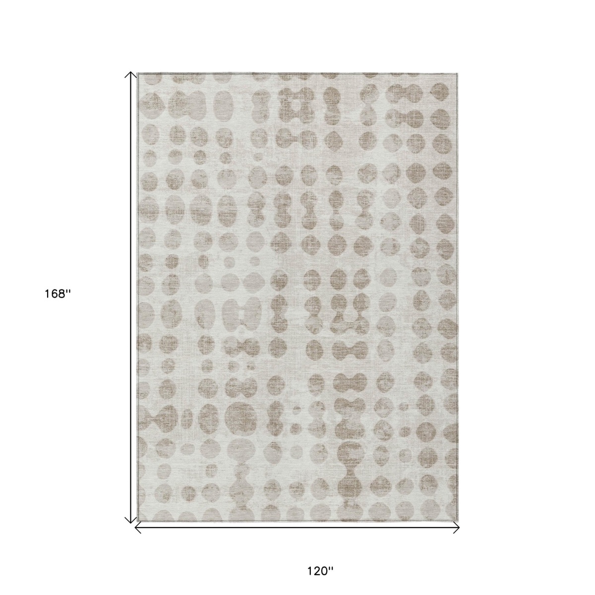 590960 10 x 14 ft. Ivory & Beige Abstract Washable Indoor & Outdoor Rectangle Area Rug